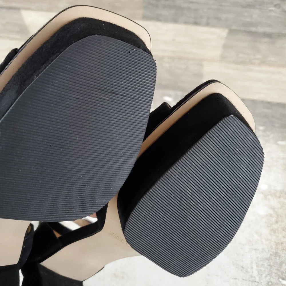 Bernardo Raleigh Womens Sandals Sz 9.5 M Black Open Toe Platform Block Heel